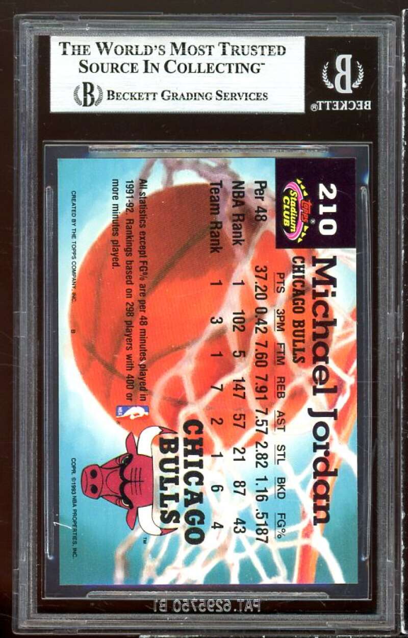 Michael Jordan Card 1992-93 Stadium Club #210 BGS 8.5 (9.5 8.5 9.5 9.5) Image 2