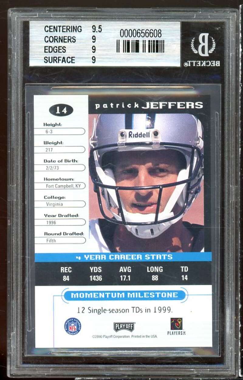 Patrick Jeffers Card 2000 Playoff Momentum Graded Series #14 BGS 9 (9.5 9 9 9) Image 2