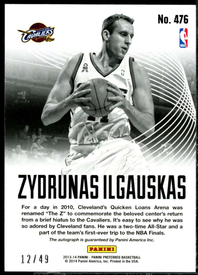 Zydrunas Ilgauskas NP AU Card 2013-14 Panini Preferred Blue #476  Image 2