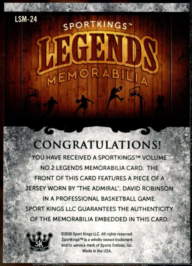 David Robinson Card 2021 Sportkings Volume 2 Legends Memorabilia #LSM24  Image 2