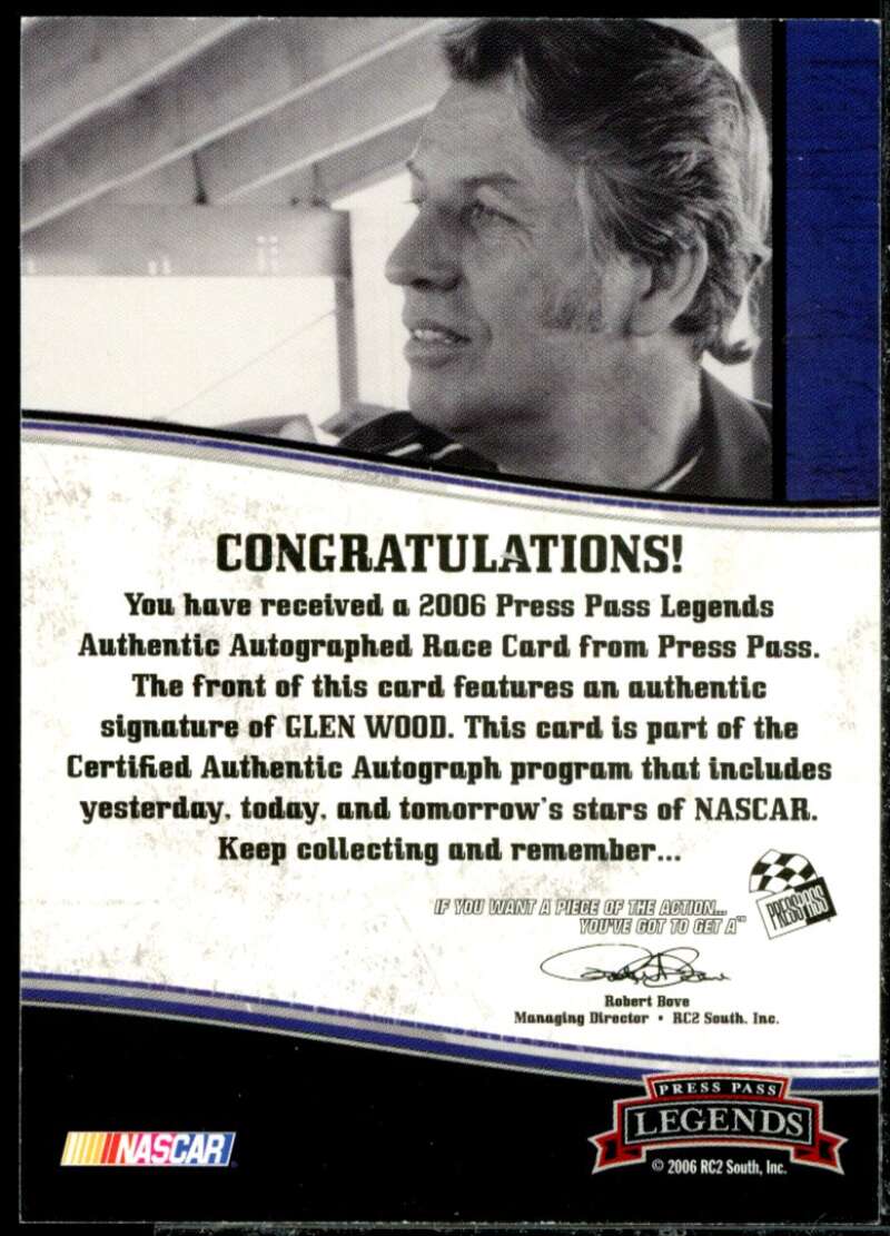 Glen Wood Card 2006 Press Pass Legends Autographs Blue #18  Image 2