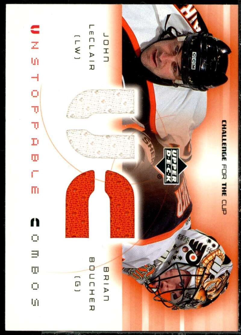 John LeClair/Brian Boucher Card 2001-02 UD Challenge for the Cup Jerseys #UCLB  Image 1