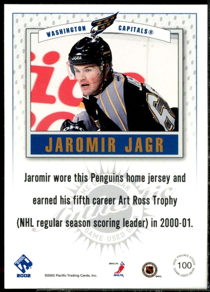 Jaromir Jagr Card 2001-02 Private Stock Game Gear #100  Image 2