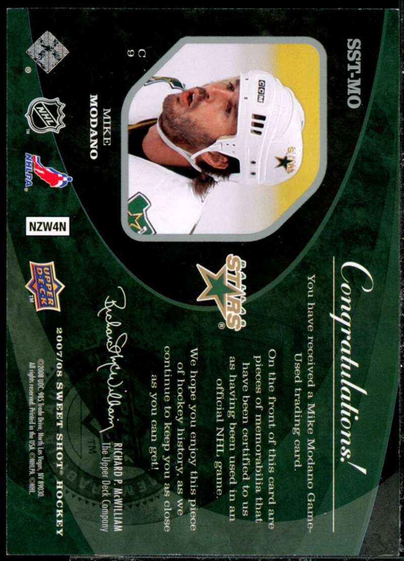 Mike Modano Card 2007-08 Sweet Shot Sweet Stitches Triples #SSTMO  Image 2