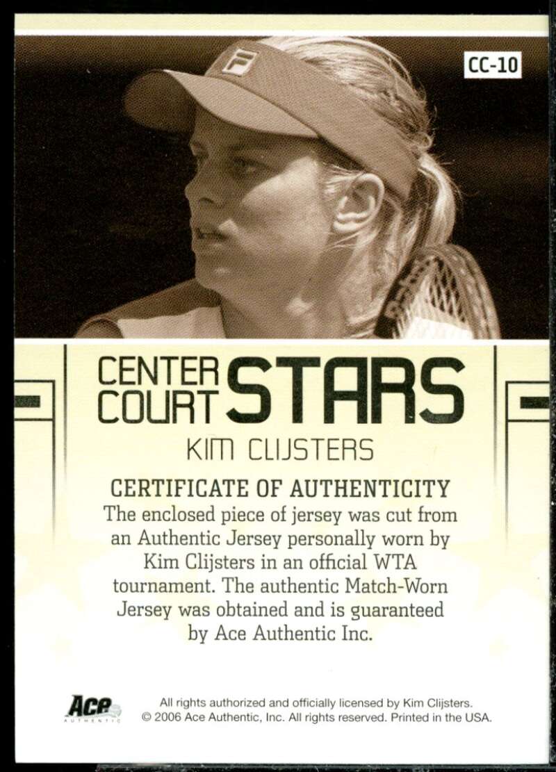 Kim Clijsters 2006 Ace Authentic Grand Slam Center Court Stars Swatches #10  Image 2