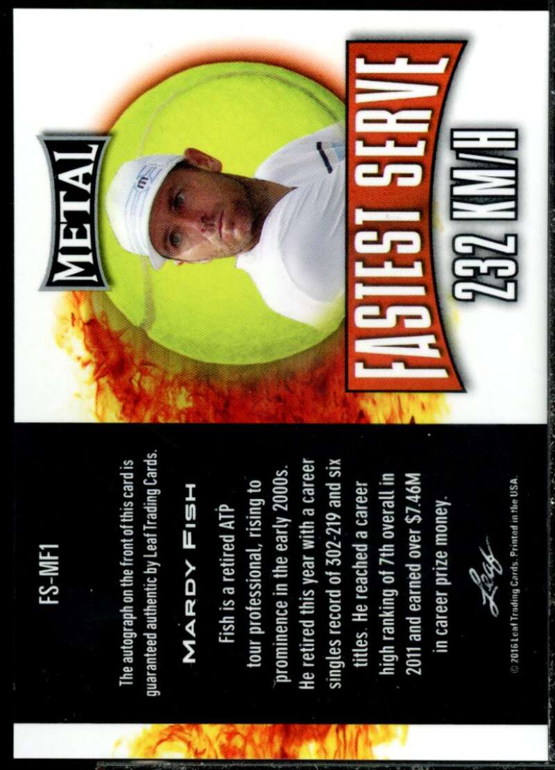 Mardy Fish Card 2016 Leaf Metal Tennis Fastest Serve #FSMF1  Image 2