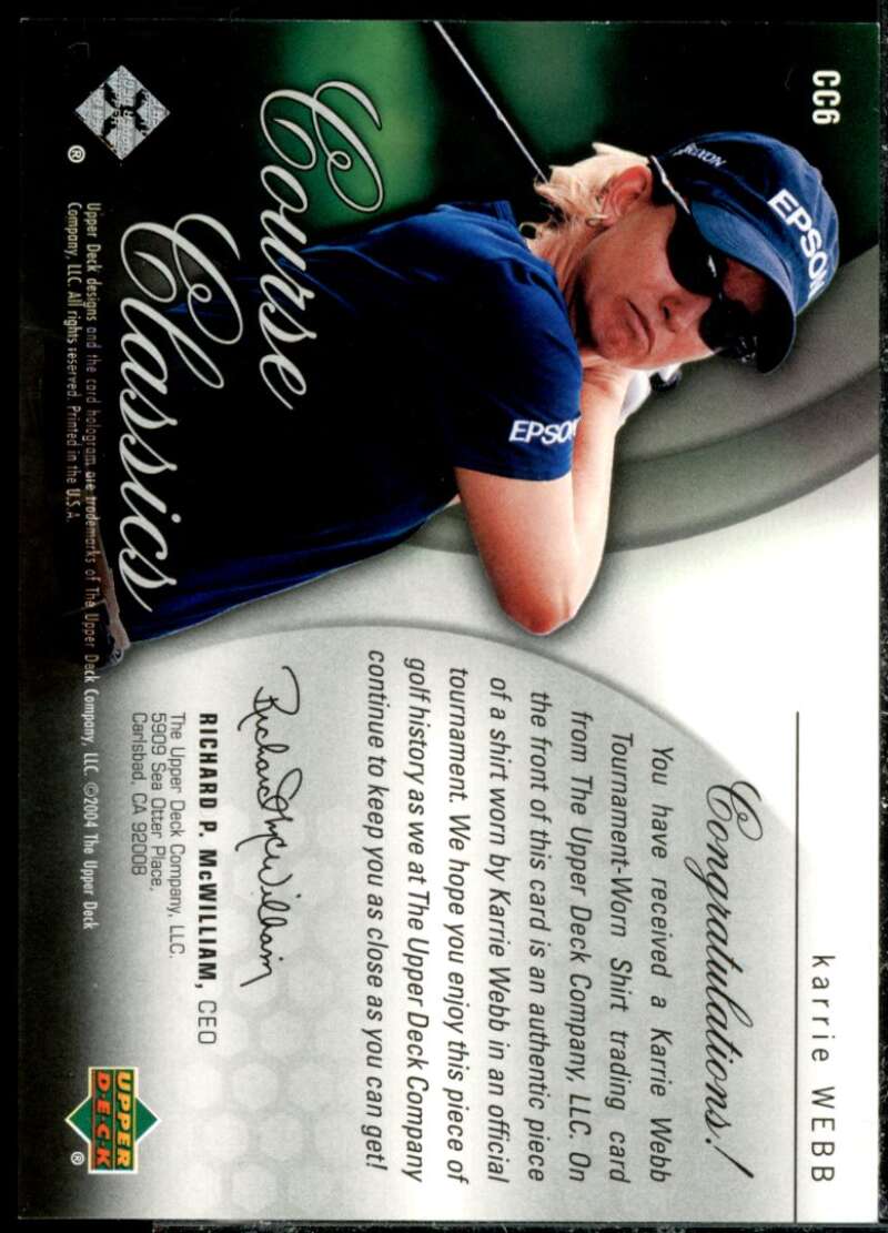 Karrie Webb Card 2004 SP Authentic Course Classic #CC6  Image 2