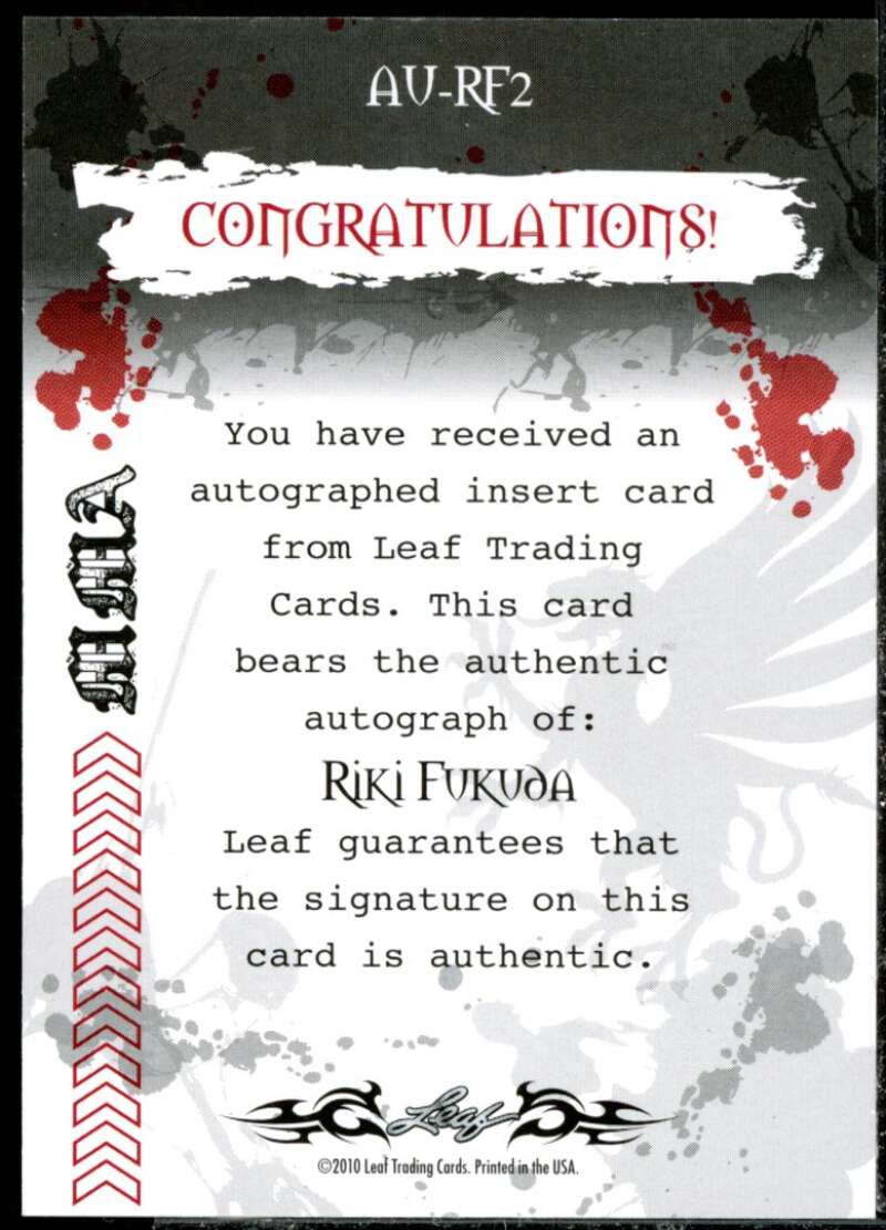 Riki Fukuda Card 2010 Leaf MMA Autographs Red #AURF2  Image 2