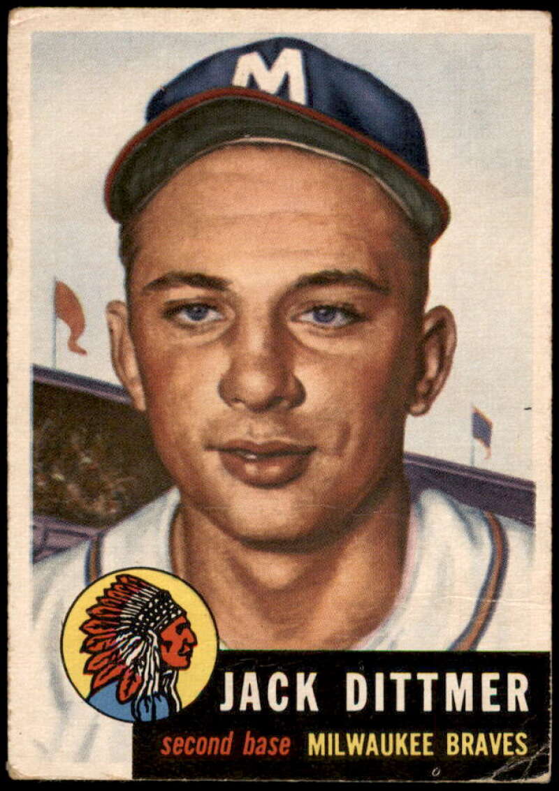 Jack Dittmer Rookie Card 1953 Topps #212 Image 1