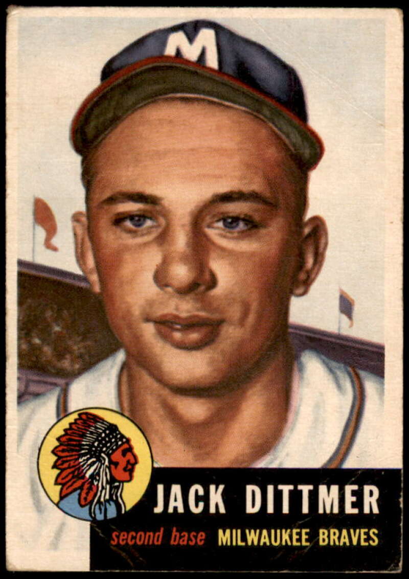 Jack Dittmer Rookie Card 1953 Topps #212 Image 1