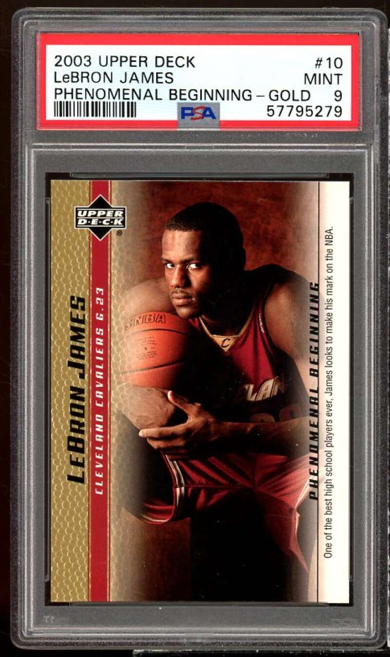 LeBron James Rookie 2003 UD LeBron James Phenomenal Beginning Gold #10 PSA 9 Image 1