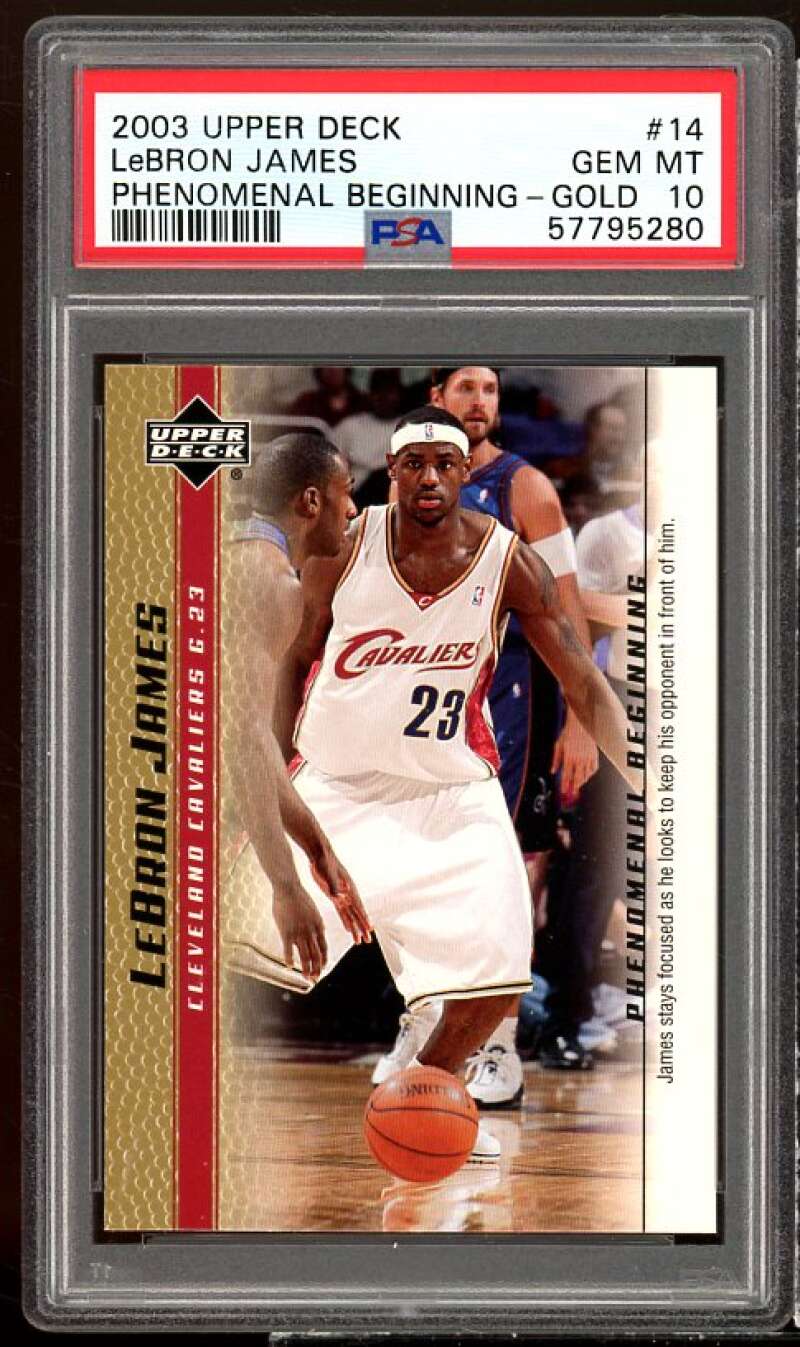 LeBron James Rookie 2003 UD LeBron James Phenomenal Beginning Gold #14 PSA 10 Image 1