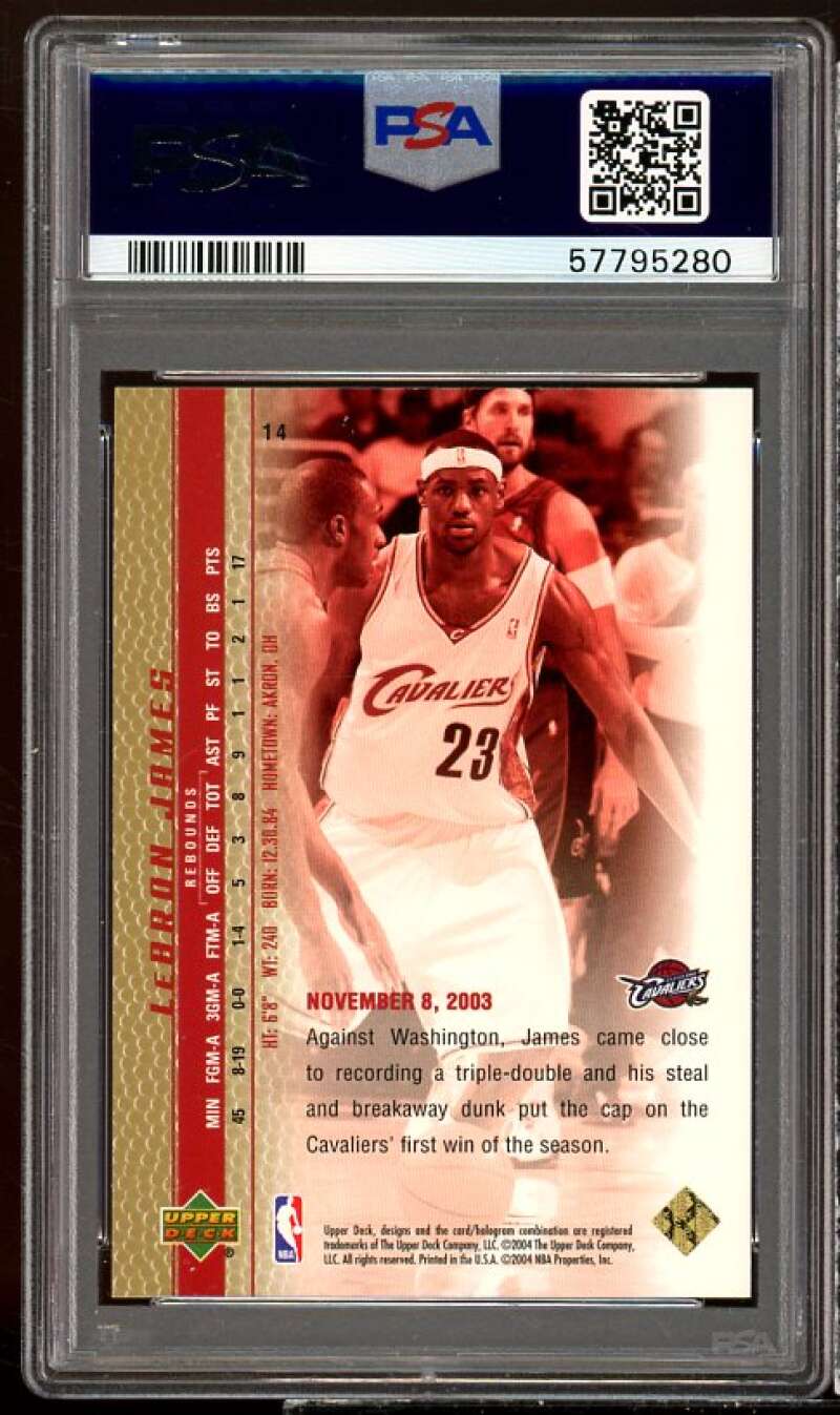 LeBron James Rookie 2003 UD LeBron James Phenomenal Beginning Gold #14 PSA 10 Image 2