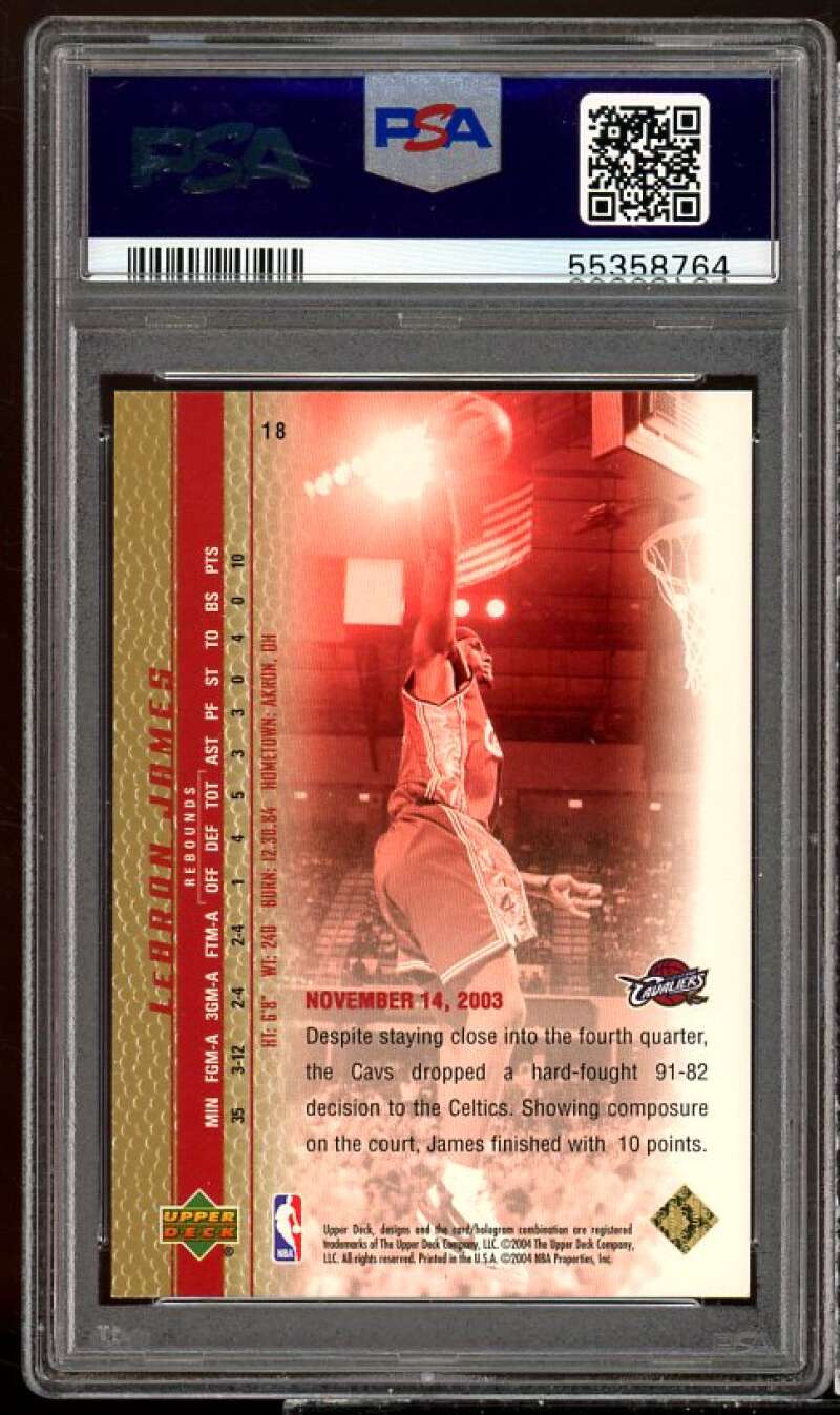 LeBron James Rookie 2003 UD LeBron James Phenomenal Beginning Gold #18 PSA 9 Image 2