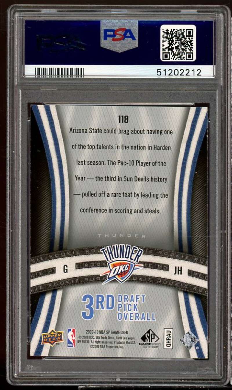 James Harden Rookie Card 2009-10 SP Game Used #118 PSA 8 Image 2