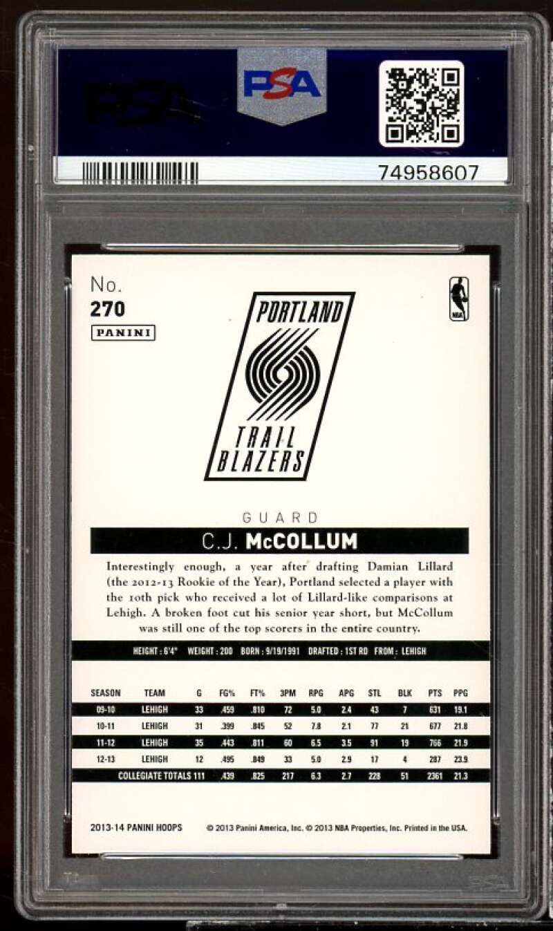 C.J. McCollum Rookie Card 2013-14 Hoops Blue #270 (pop 1) PSA 10 Image 2