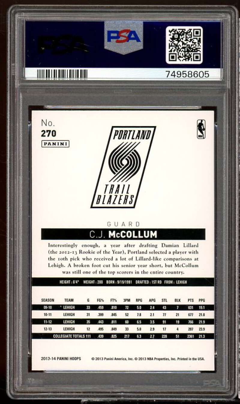 C.J. McCollum Rookie Card 2013-14 Hoops Gold #270 PSA 10 Image 2