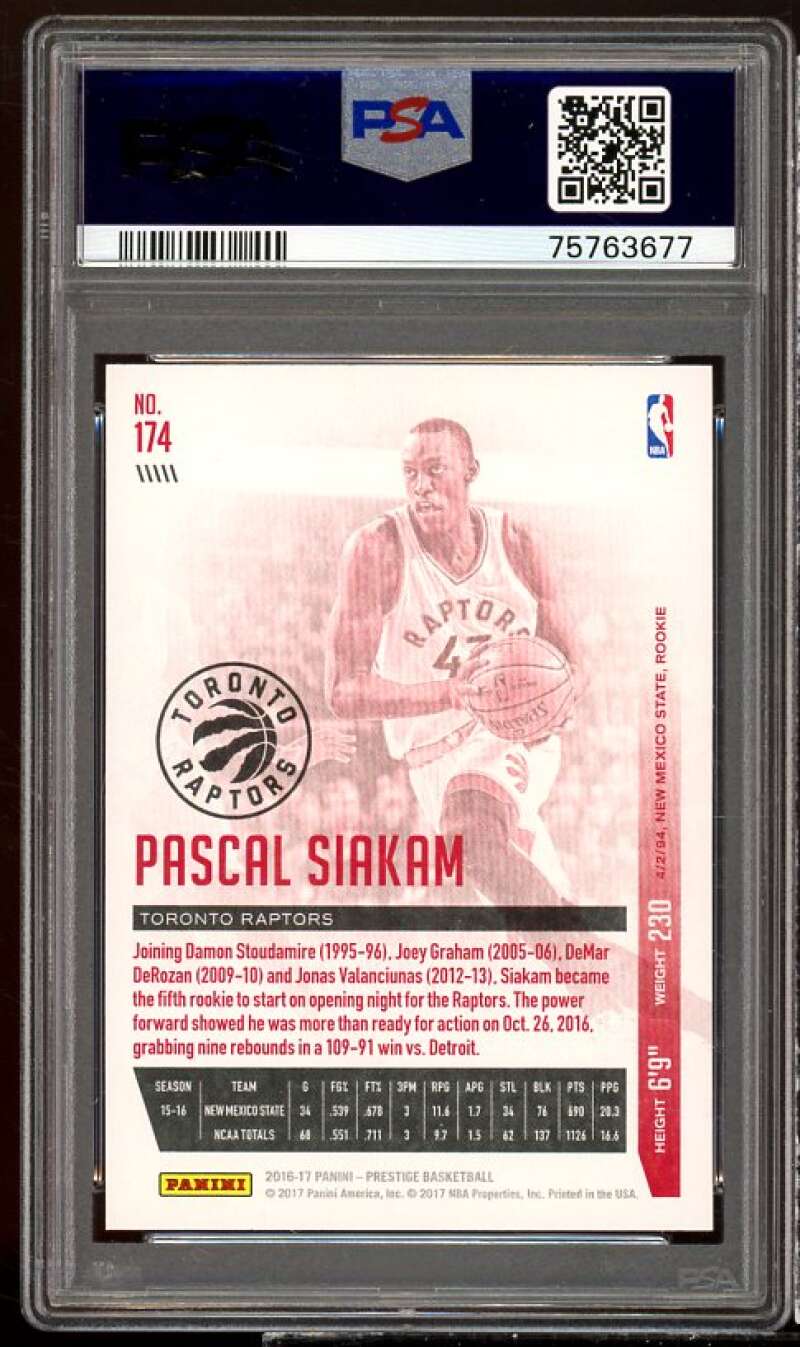 Pascal Siakam Rookie Card 2016-17 Panini Prestige #174 PSA 10 Image 2