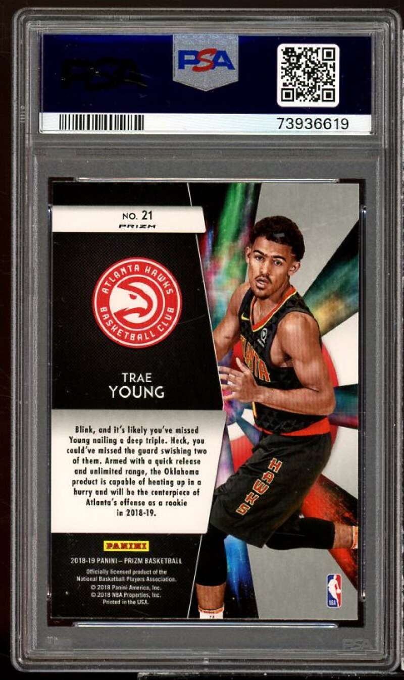 Trae Young Rookie 2018-19 Panini Prizm Freshman Phenoms Silver Prizm #21 PSA 9 Image 2