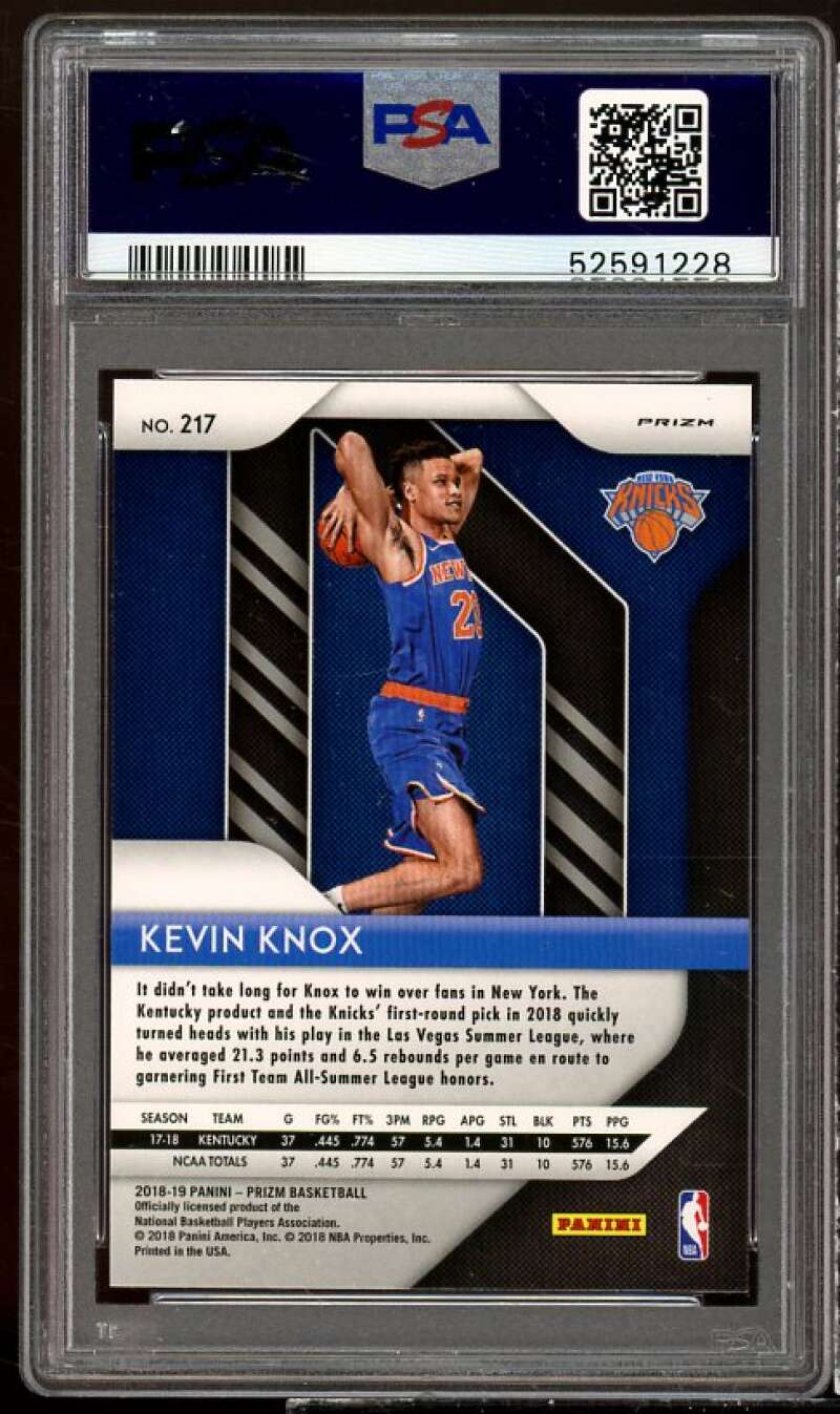 Kevin Knox Rookie Card 2018-19 Panini Prizm Silver Prizm #217 PSA 9 Image 2