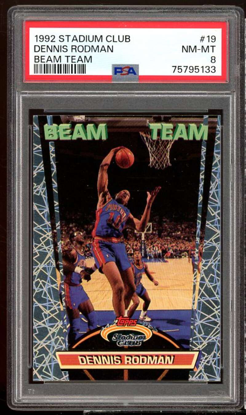 Dennis Rodman Card 1992-93 Stadium Club #19 PSA 8 Image 1