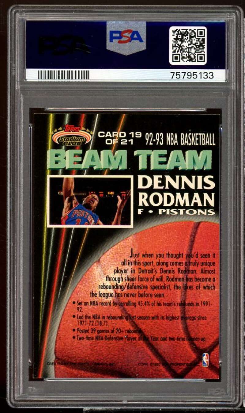 Dennis Rodman Card 1992-93 Stadium Club #19 PSA 8 Image 2