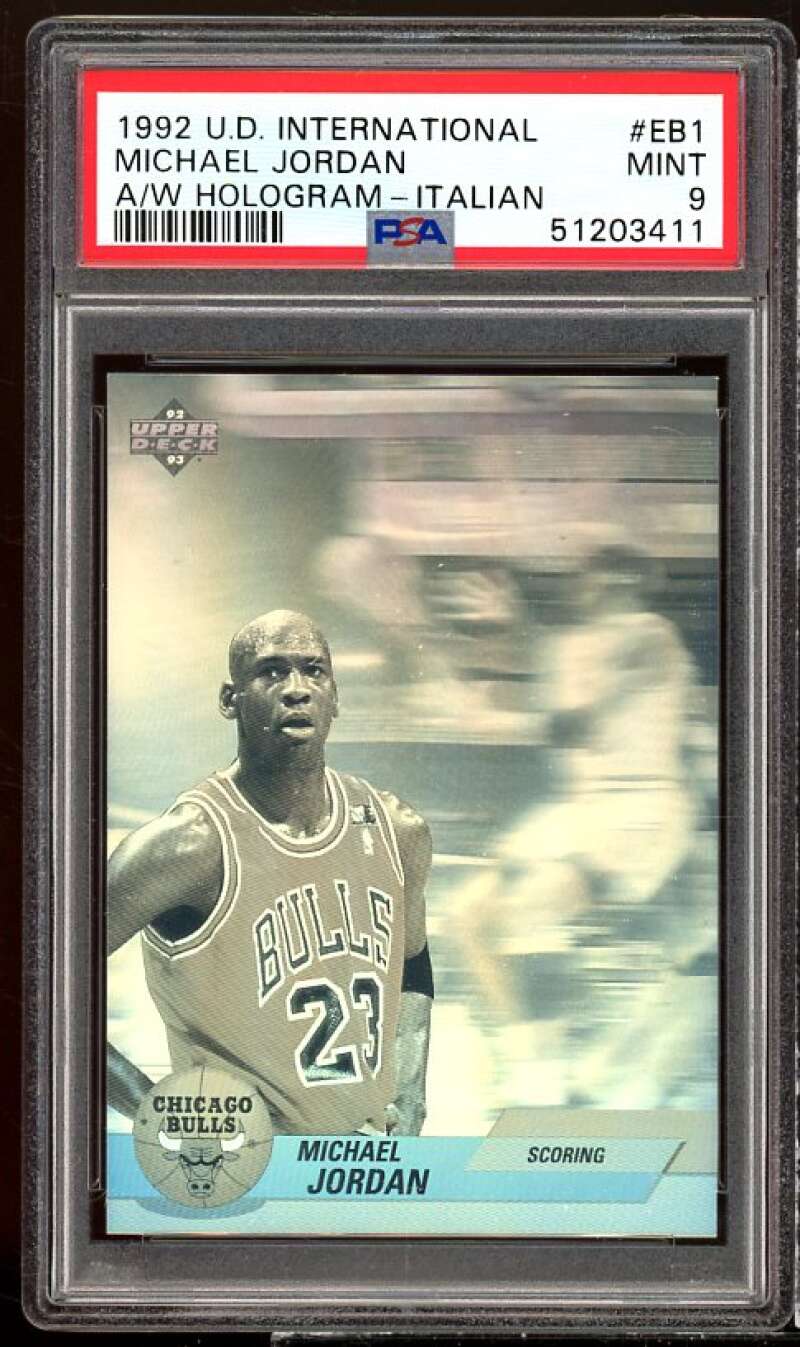 Michael Jordan 1992 UD International (Italian) Award Winner Holograms #EB1 PSA 9 Image 1