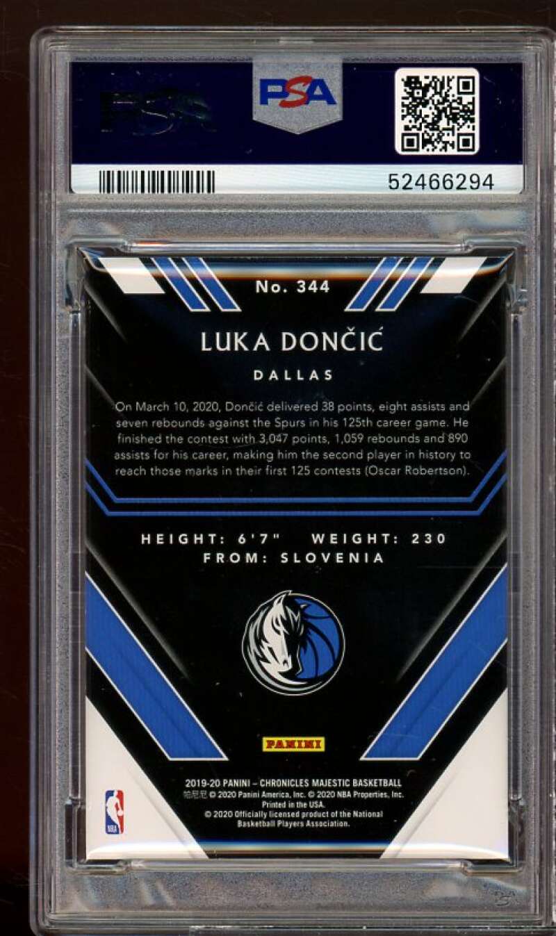 Luka Doncic Card 2019-20 Panini Chronicles #344 PSA 9 Image 2