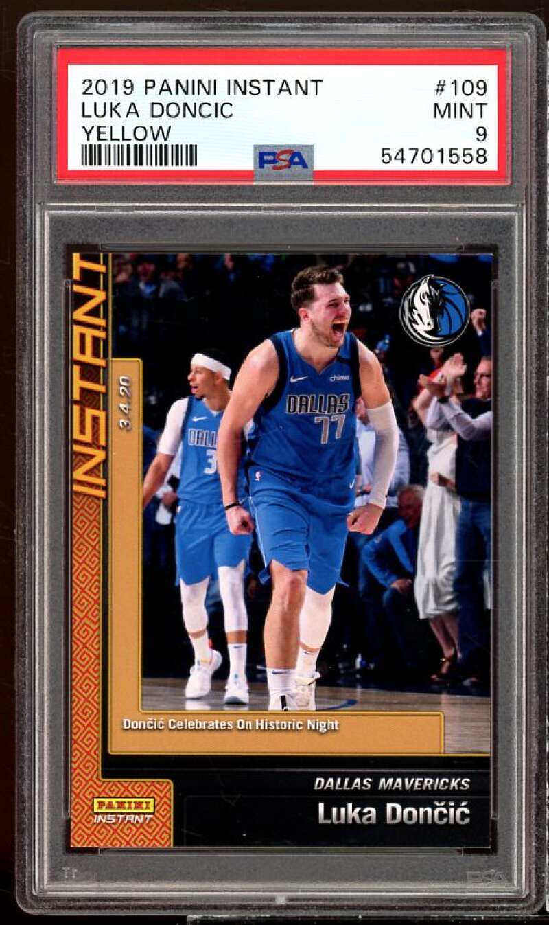 Luka Doncic Card 2019-20 Panini Instant Yellow #109 PSA 9 Image 1