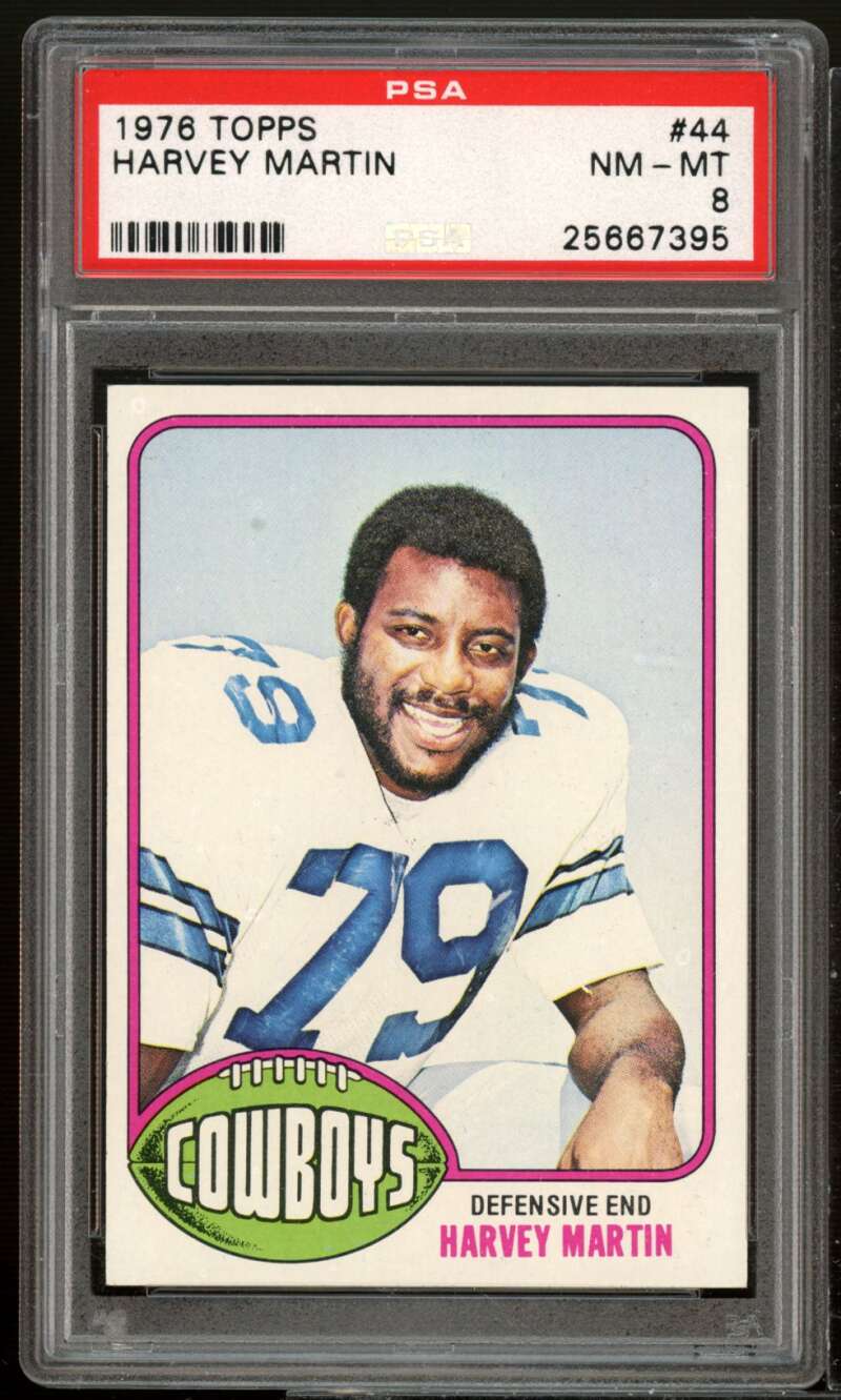 Harvey Martin Rookie Card 1976 Topps #44 PSA 8 Image 1