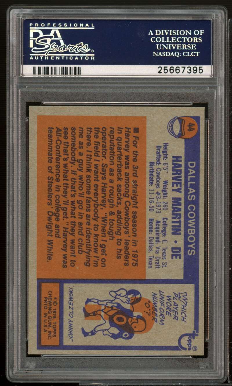 Harvey Martin Rookie Card 1976 Topps #44 PSA 8 Image 2