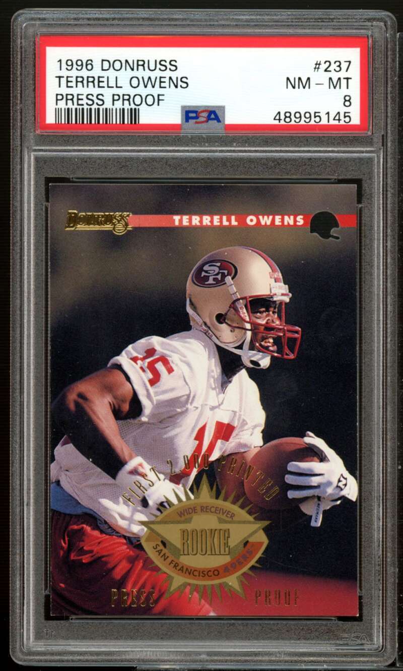 Terrell Owens Rookie Card 1996 Donruss Press Proof #237 PSA 8 Image 1