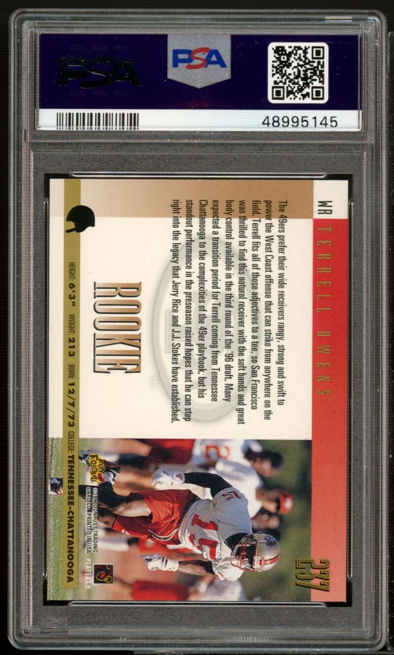 Terrell Owens Rookie Card 1996 Donruss Press Proof #237 PSA 8 Image 2