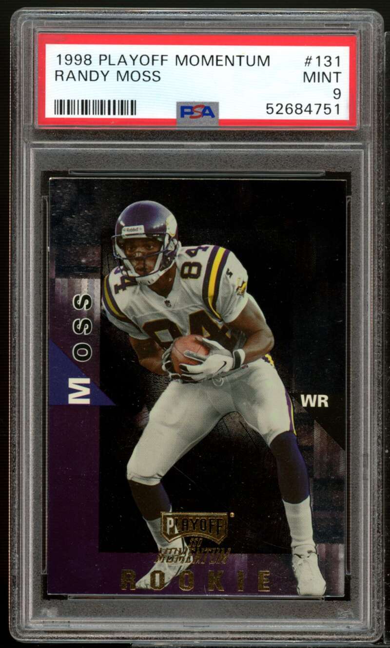 Randy Moss Rookie Card 1998 Playoff Momentum #131 PSA 9 Image 1