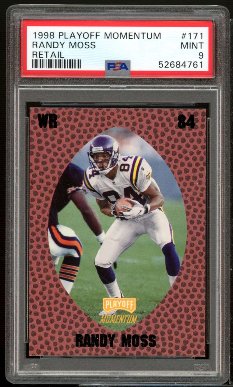 Randy Moss Rookie Card 1998 Playoff Momentum Retail #171 PSA 9 Image 1