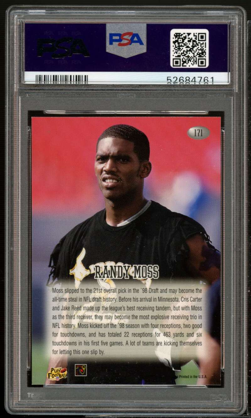 Randy Moss Rookie Card 1998 Playoff Momentum Retail #171 PSA 9 Image 2