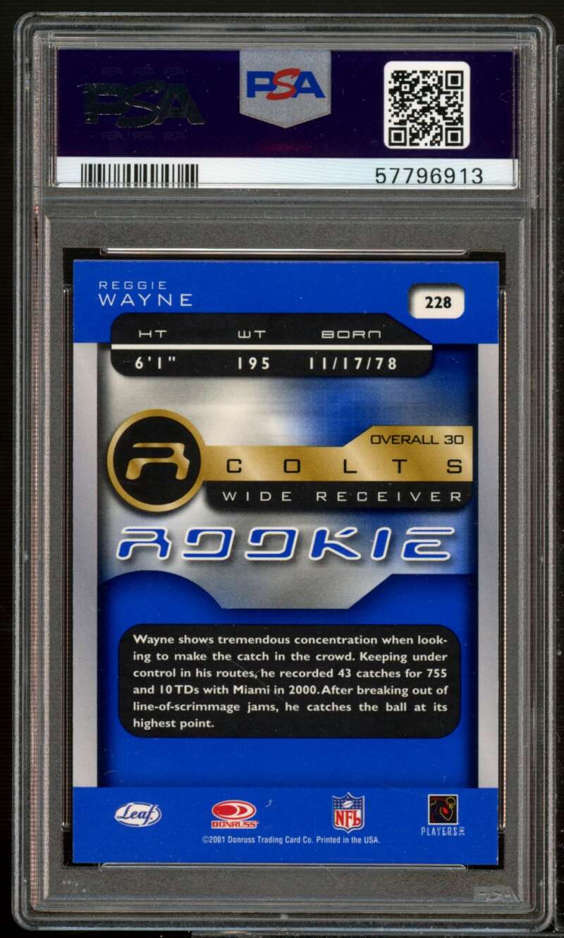 Reggie Wayne Rookie Card 2001 Quantum Leaf #228 PSA 9 Image 2