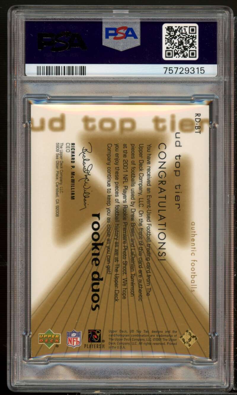 Tomlinson/Drew Brees Rookie 2001 U.D. Top Tier Rookie Duos (pop 3) #rd-bt PSA 9 Image 2