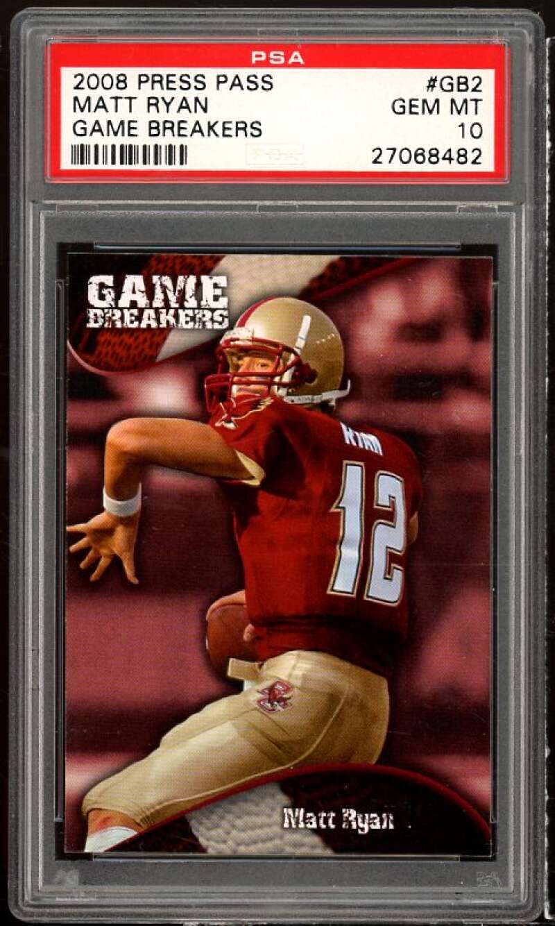 Matt Ryan Rookie Card 2008 Press Pass Game Breakers (pop 1) #gb2 PSA 10 Image 1