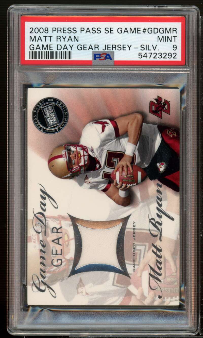 Matt Ryan Rookie 2008 Press Pass SE Game Day Gear Jersey Silver #gdgmr PSA 9 Image 1