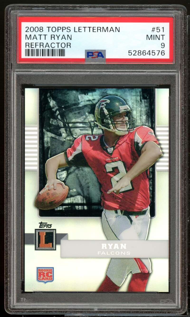 Matt Ryan Rookie Card 2008 Topps Letterman Refractor (pop 3) #51 PSA 9 Image 1