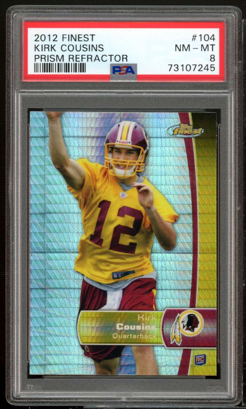 Kirk Cousins Rookie Card 2012 Finest Prism Refractor #104 PSA 8 Image 1