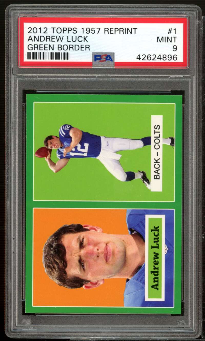 Andrew Luck Rookie Card 2012 Topps 1957 Green Border #1 PSA 9 Image 1