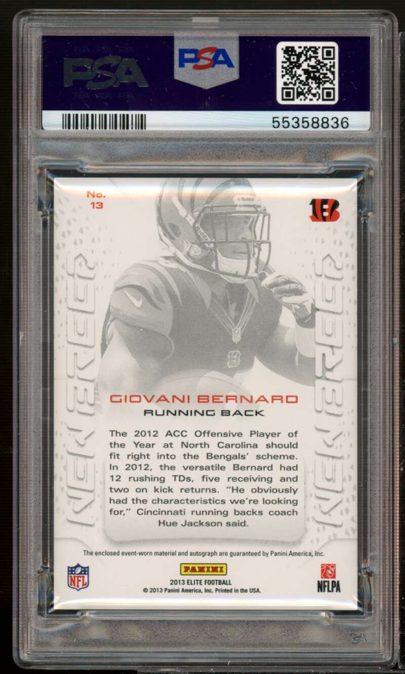 Giovani Bernard RC 2013 Panini Elite New Breed Jersey Auto (pop 1) #13 PSA 10 Image 2