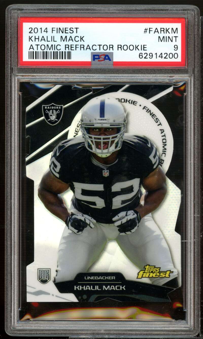 Khalil Mack Rookie Card 2014 Finest Atomic Refractor Rookies #FAR-KM PSA 9 Image 1