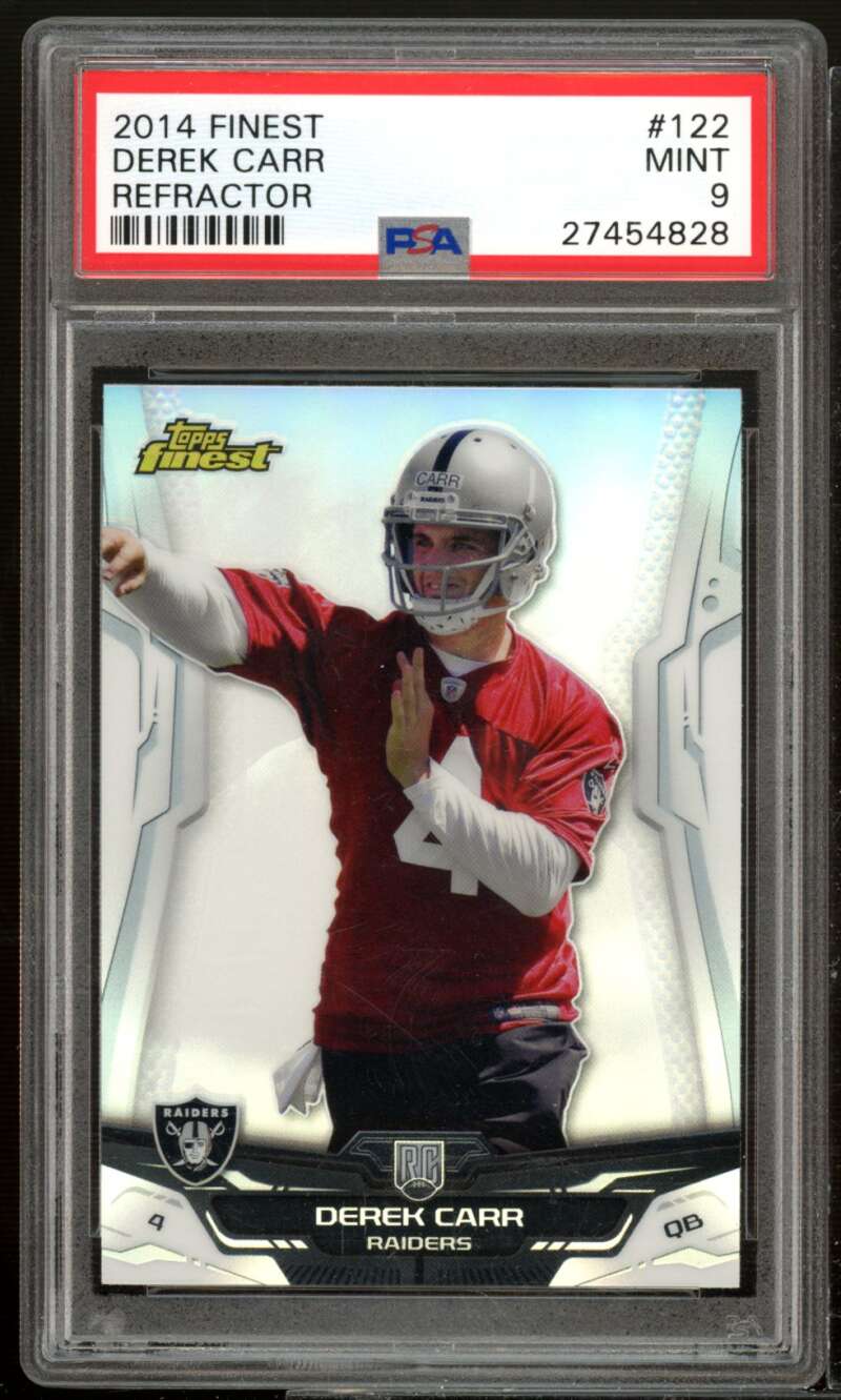 Derek Carr Rookie Card 2014 Finest Refractor #122 PSA 9 Image 1