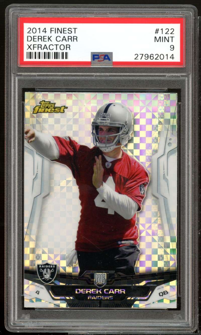 Derek Carr Rookie Card 2014 Finest Xfractor #122 PSA 9 Image 1