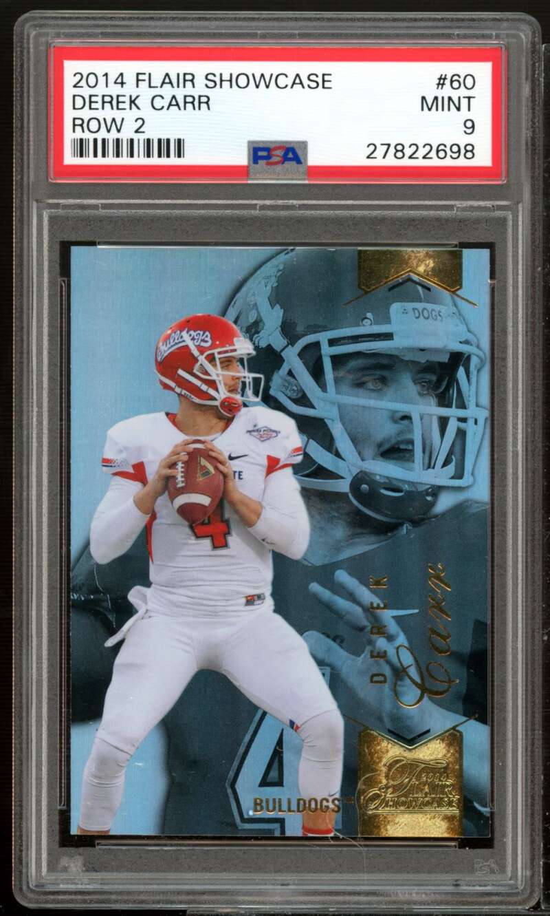 Derek Carr Rookie Card 2014 Flair Showcase #60 PSA 9 Image 1