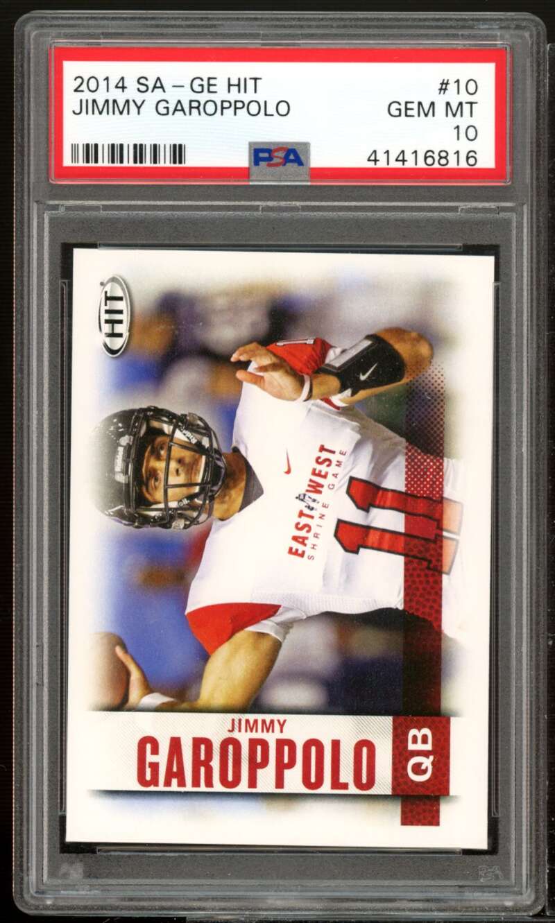 Jimmy Garoppolo Rookie Card 2014 SAGE HIT #10 PSA 10 Image 1