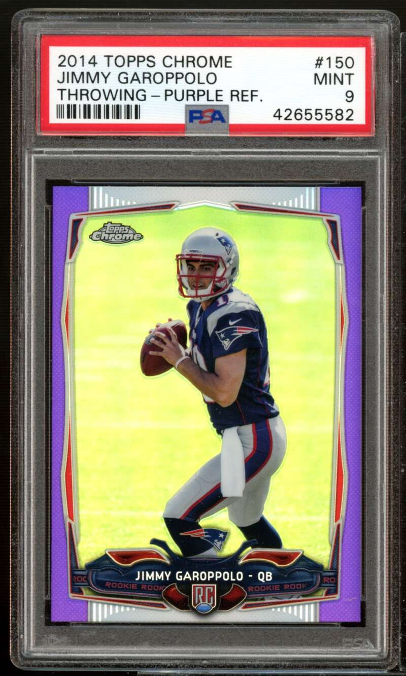 Jimmy Garoppolo Rookie Card 2014 Topps Chrome Purple Refractor #150 PSA 9 Image 1